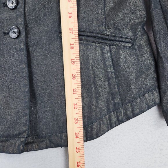 Coldwater Creek Jacket Womens 8 Petite Black Gold Embroidered Shaped Lightweight - Picture 5 of 11